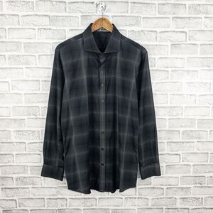 G/FORE Men's Casual Long Sleeve Button up Shirt Gray Black Plaid Size XL